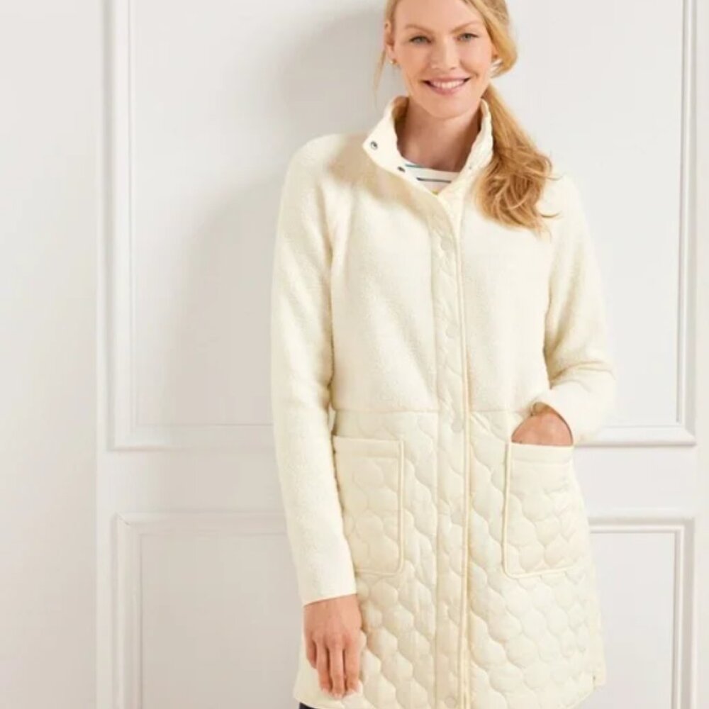 NWT Talbots Cozy Sherpa Women's Cream Quilted Jacket Size XL